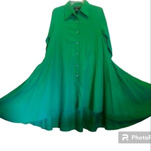 Step in Style Kelly Green High-Low Short Dress Swing Rhinestone Buttons